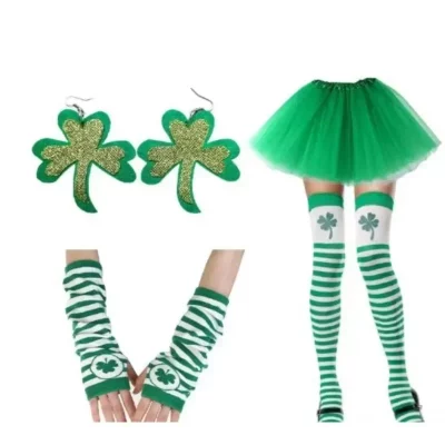 4-Piece St. Patrick's Day Irish Goblin Elf Cosplay Outfit for Women