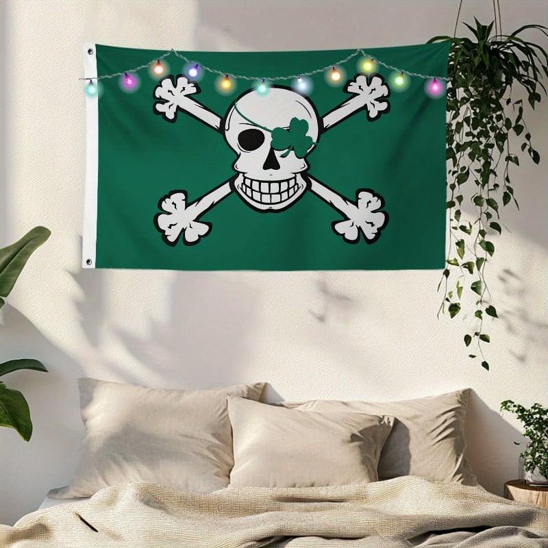 Blarney Bones Pirate Flag - Irish Gothic Skull & Crossbones Banner Blarney Bones Pirate Flag - Irish Gothic Skull & Crossbones Banner