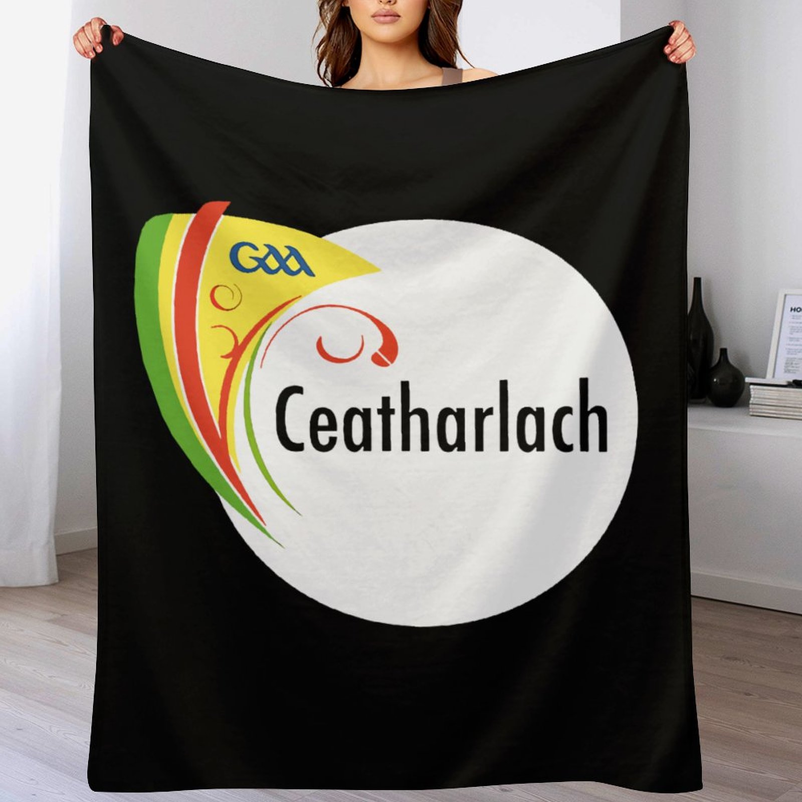Carlow GAA Plush Blanket – 50x60" Soft County Throw (White or Black Background) Carlow GAA Plush Blanket