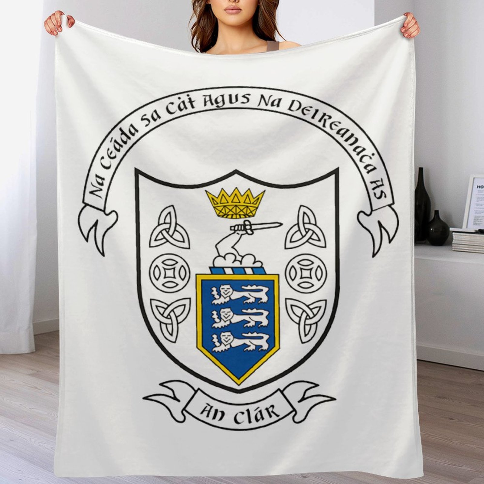 Clare GAA Plush Blanket – 50x60" Soft County Throw (White or Black Background) Clare GAA Plush Blanket