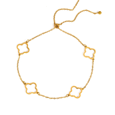 Four-Leaf Clover Stainless Steel Anklet