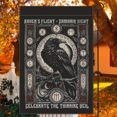 Gothic Raven Witchy Samhain Night Halloween Garden Flag
