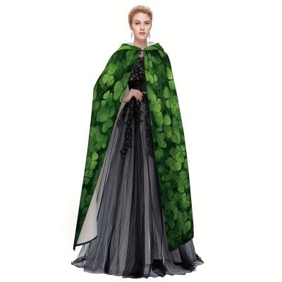 Irish Lucky Green Cloak with Hood - Vintage Celti