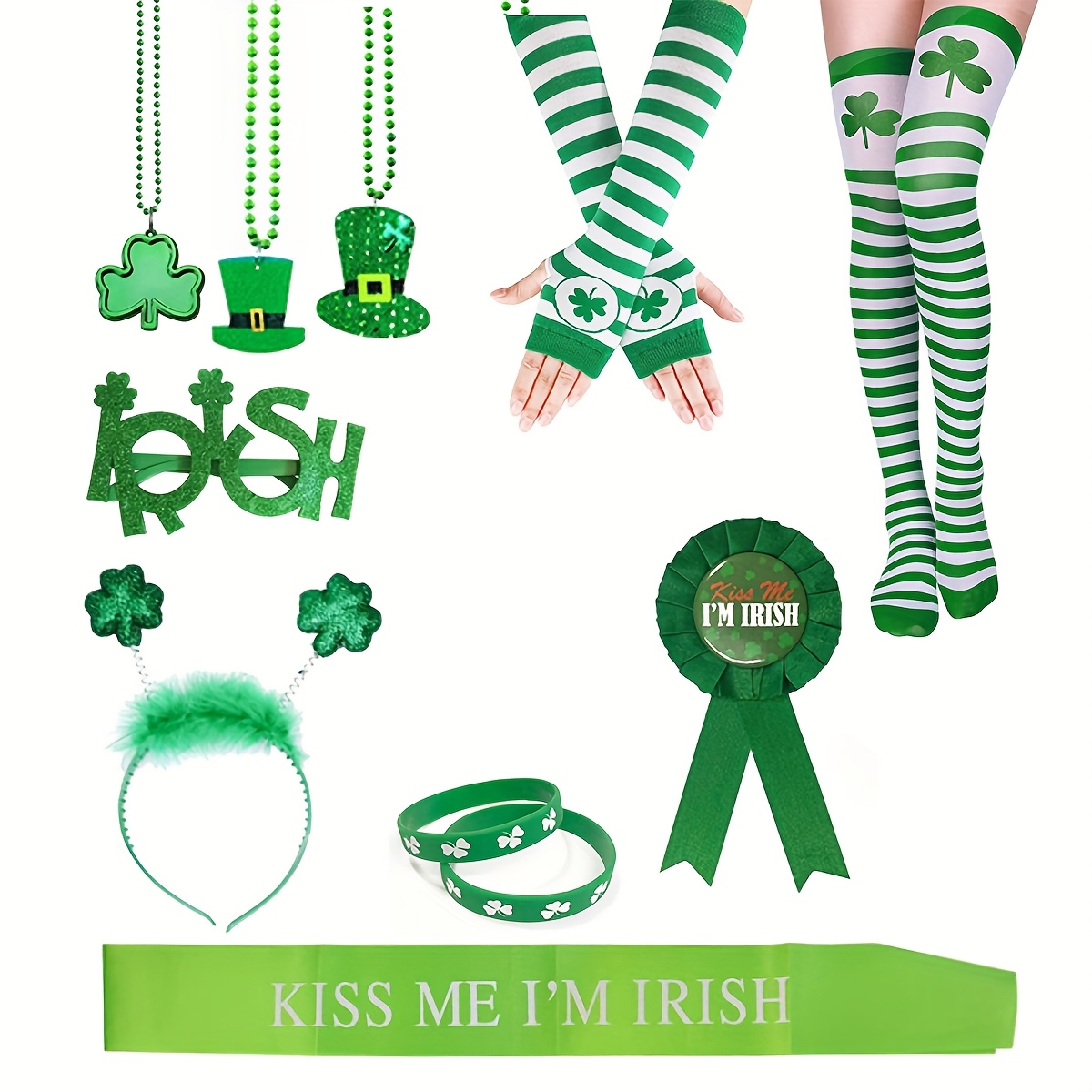 Irish St. Patrick’s Day Costume Accessories Set – Green Shamrock Badge Irish St. Patrick’s Day Costume Accessories Set – Green Shamrock Badge
