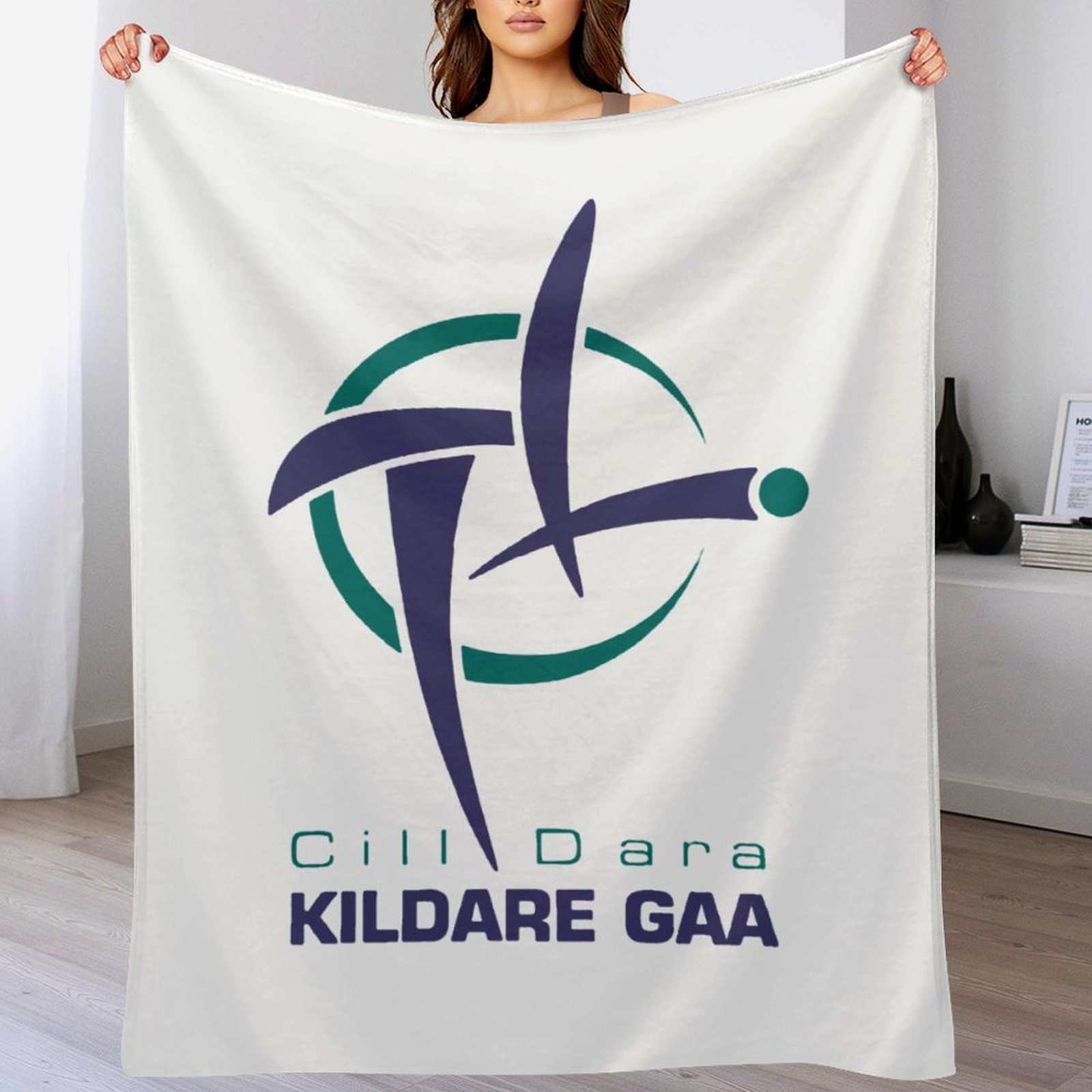 Kildare GAA Plush Blanket – 50x60" Soft County Throw (White or Black Background) Kildare GAA Plush Blanket