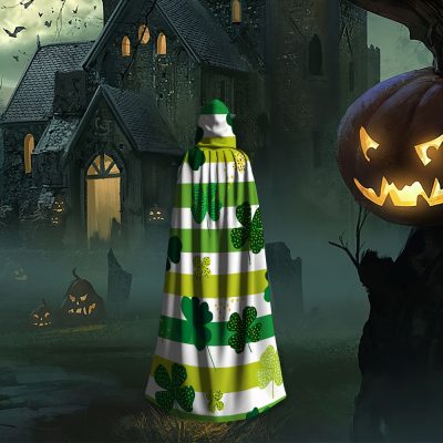 Lucky Clover Hooded Cape Costume – Lightweight Polyester Cloak for Halloween