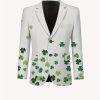 Men’s Plus Size Suit Set – Clover Print, Non-Iron Lapel, Regular Fit, All-Season Wear