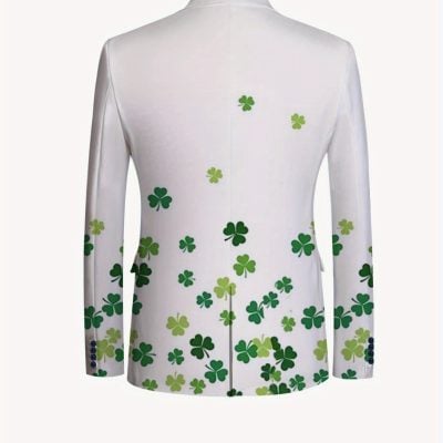 Men’s Plus Size Suit Set – Clover Print, Non-Iron Lapel, Regular Fit, All-Season Wear