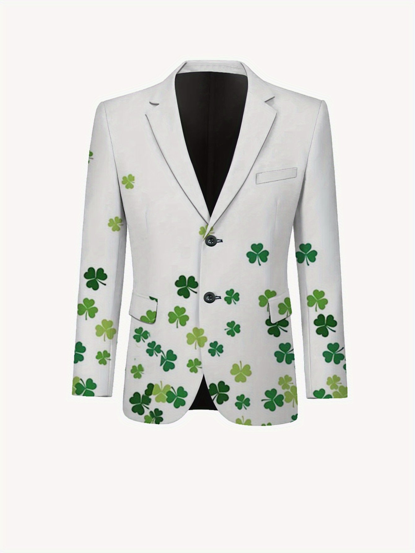 Men's Plus Size Clover Print Suit Men’s Plus Size Suit Set – Clover Print, Non-Iron Lapel, Regular Fit, All-Season Wear