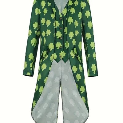 Retro Green Four-Leaf Clover Tuxedo Jacket