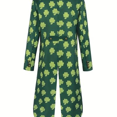 Retro Green Four-Leaf Clover Tuxedo Jacket