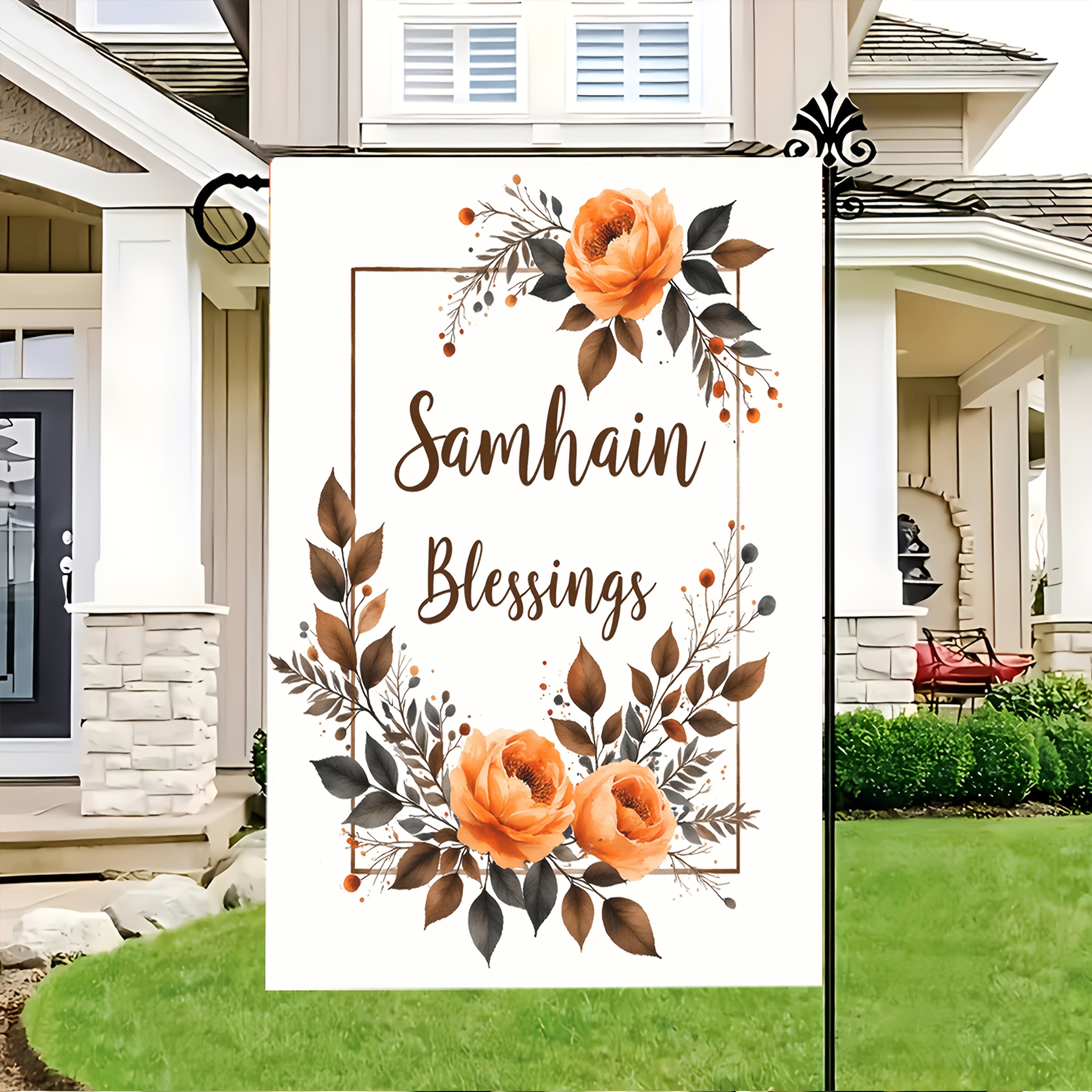 Samhain Blessings Garden Flag with Irish Knot Design Samhain Blessings Garden Flag with Irish Knot Design