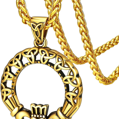 Traditional Irish Triquetra Claddagh Pendant Necklace Traditional Irish Triquetra Claddagh Pendant Necklace