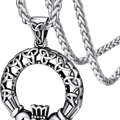 Traditional Irish Triquetra Claddagh Pendant Necklace Traditional Irish Triquetra Claddagh Pendant Necklace