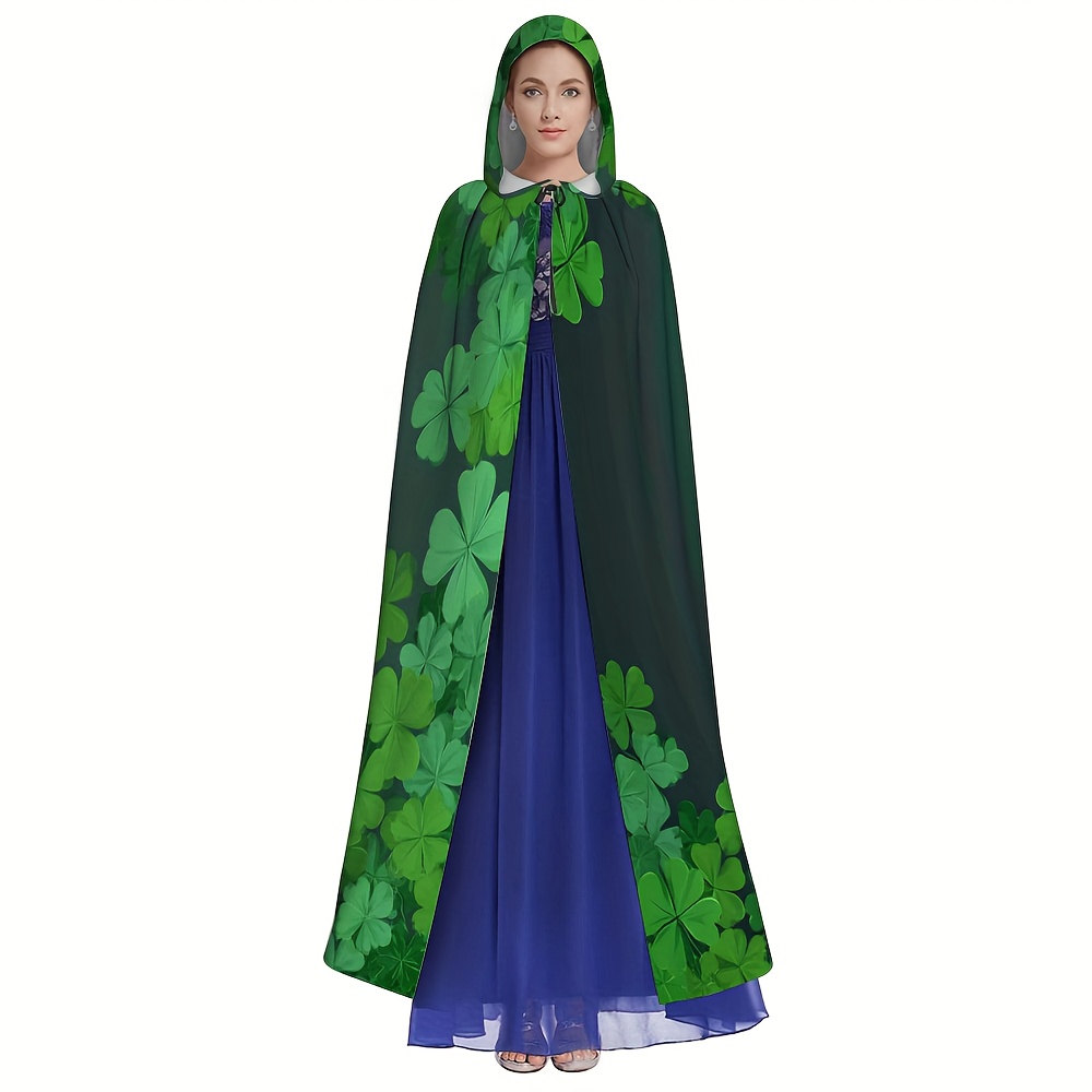 Vintage Irish Shamrock Cloak Costume – Emerald Green Hooded Cape Vintage Irish Shamrock Cloak Costume – Emerald Green Hooded Cape - Image 2