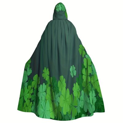 Vintage Irish Shamrock Cloak Costume – Emerald Green Hooded Cape