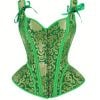 Women’s Vintage Irish Celtic Corset Top – Green & Golden Bustier