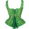 Women’s Vintage Irish Celtic Corset Top – Green & Golden Bustier