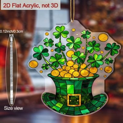 Irish Gifts - GAA, Ireland Football Jerseys, Ireland Rugby Jerseys 2D St. Patrick’s Day Clover Hat Ornament