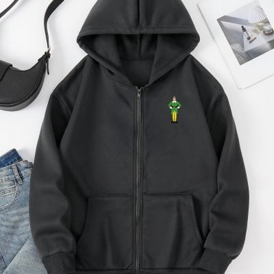 Irish Gifts - GAA, Ireland Football Jerseys, Ireland Rugby Jerseys Elf Print Fleece Hooded Jacket