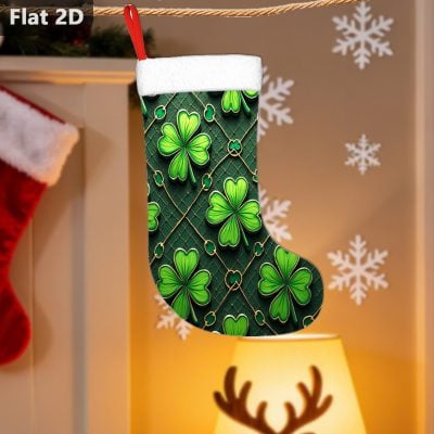Large 2D Irish Shamrock Christmas Stocking