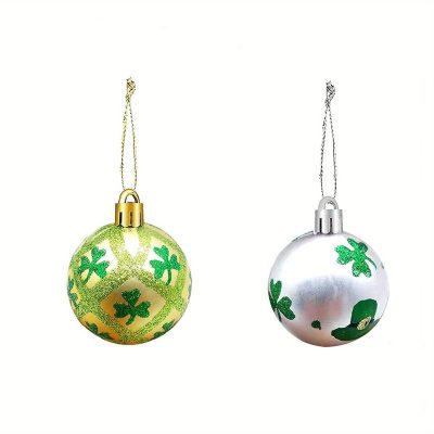 12pcs Irish Shamrock Christmas Tree Ornaments