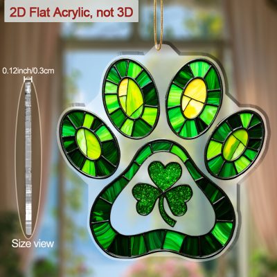 Irish Gifts - GAA, Ireland Football Jerseys, Ireland Rugby Jerseys 2D Shamrock Paw Print Hanging Ornament