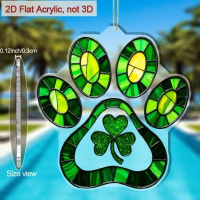 Irish Gifts - GAA, Ireland Football Jerseys, Ireland Rugby Jerseys 2D Shamrock Paw Print Hanging Ornament