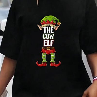 Funny Cow Elf Christmas T-Shirt