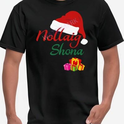 Irish Gifts - GAA, Ireland Football Jerseys, Ireland Rugby Jerseys Nollaig Shona Deer Graphic Christmas T-Shirt