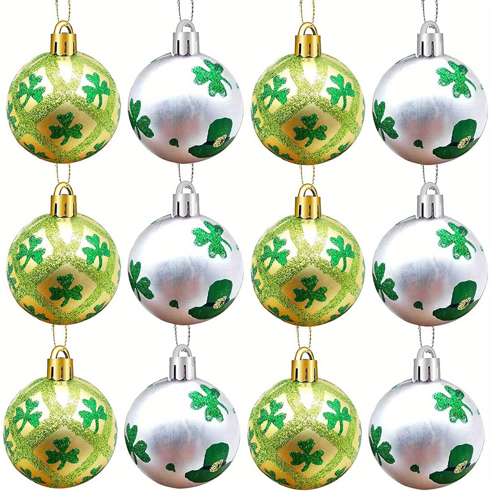 12pcs Irish Shamrock Christmas Tree Ornaments 12pcs Irish Shamrock Christmas Tree Ornaments