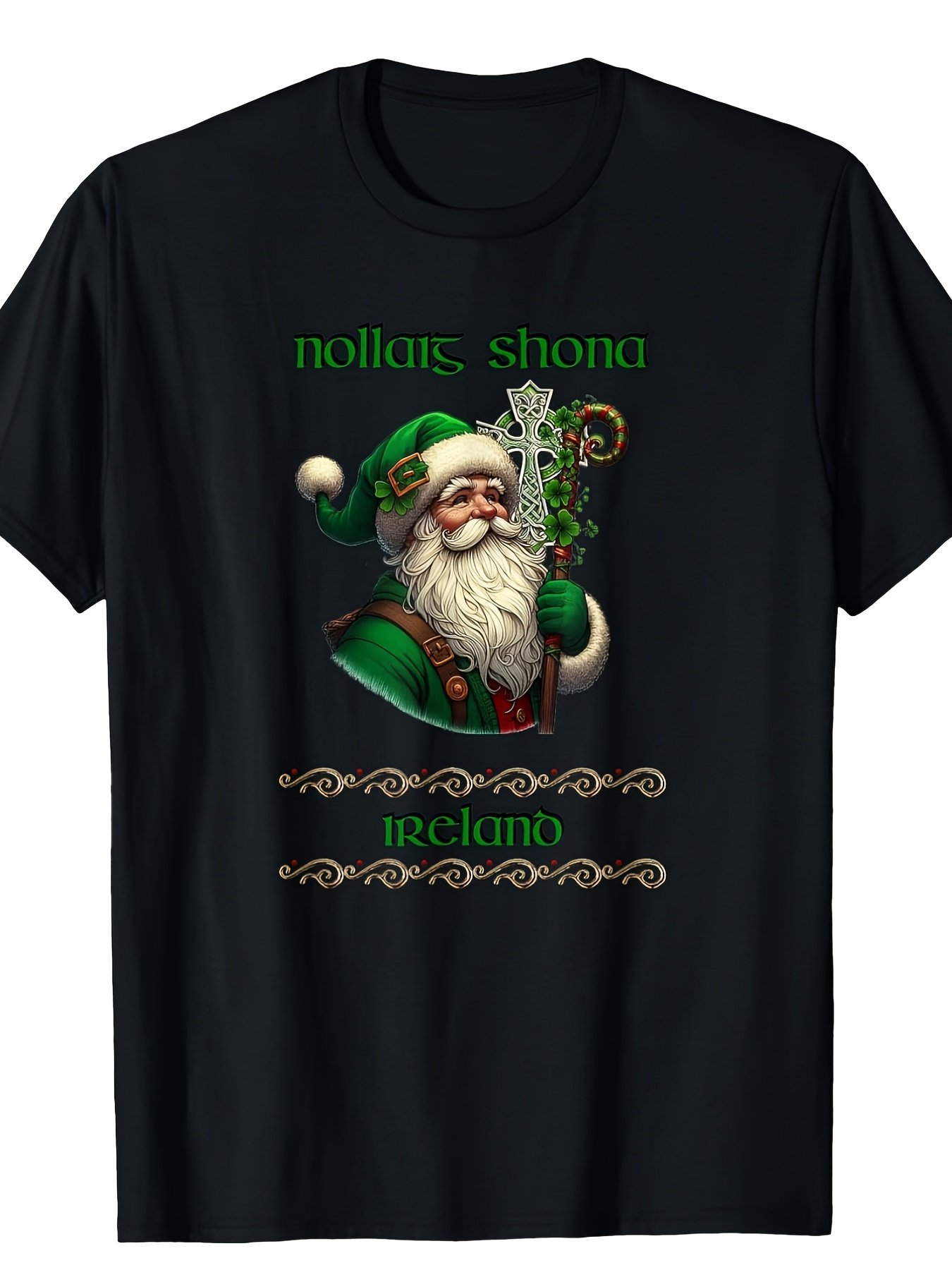 Irish Santa & Celtic Cross Christmas T-Shirt Irish Santa & Celtic Cross Christmas T-Shirt