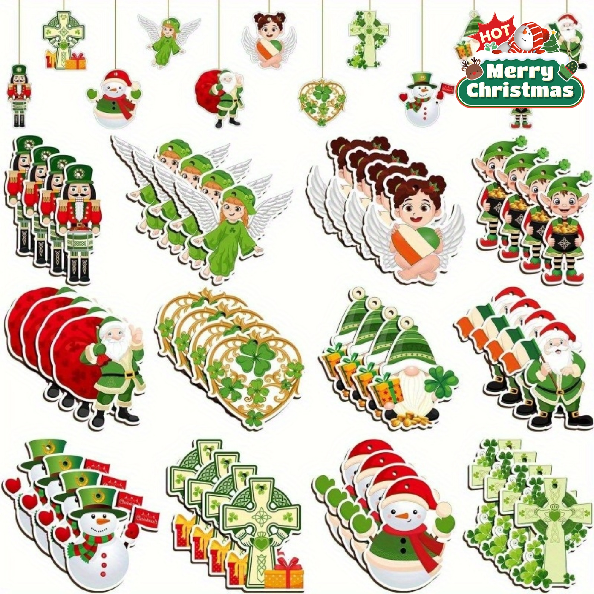 Vintage Irish Wooden Hanging Ornaments Vintage Irish Wooden Hanging Ornaments