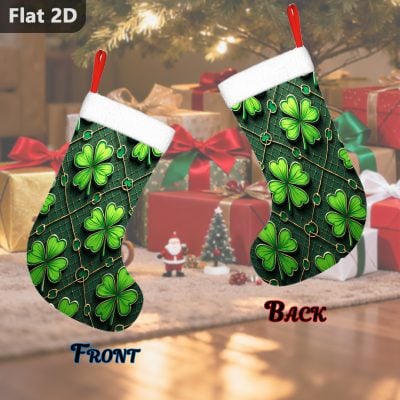 Large 2D Irish Shamrock Christmas Stocking Large 2D Irish Shamrock Christmas Stocking