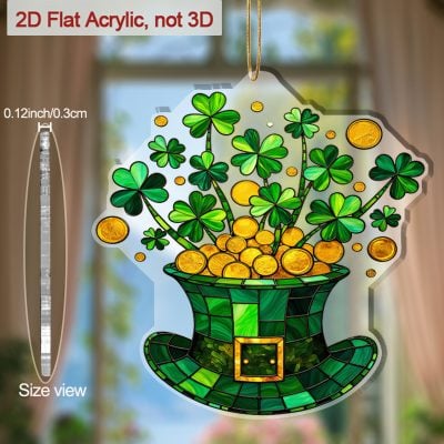 Irish Gifts - GAA, Ireland Football Jerseys, Ireland Rugby Jerseys 2D St. Patrick’s Day Clover Hat Ornament