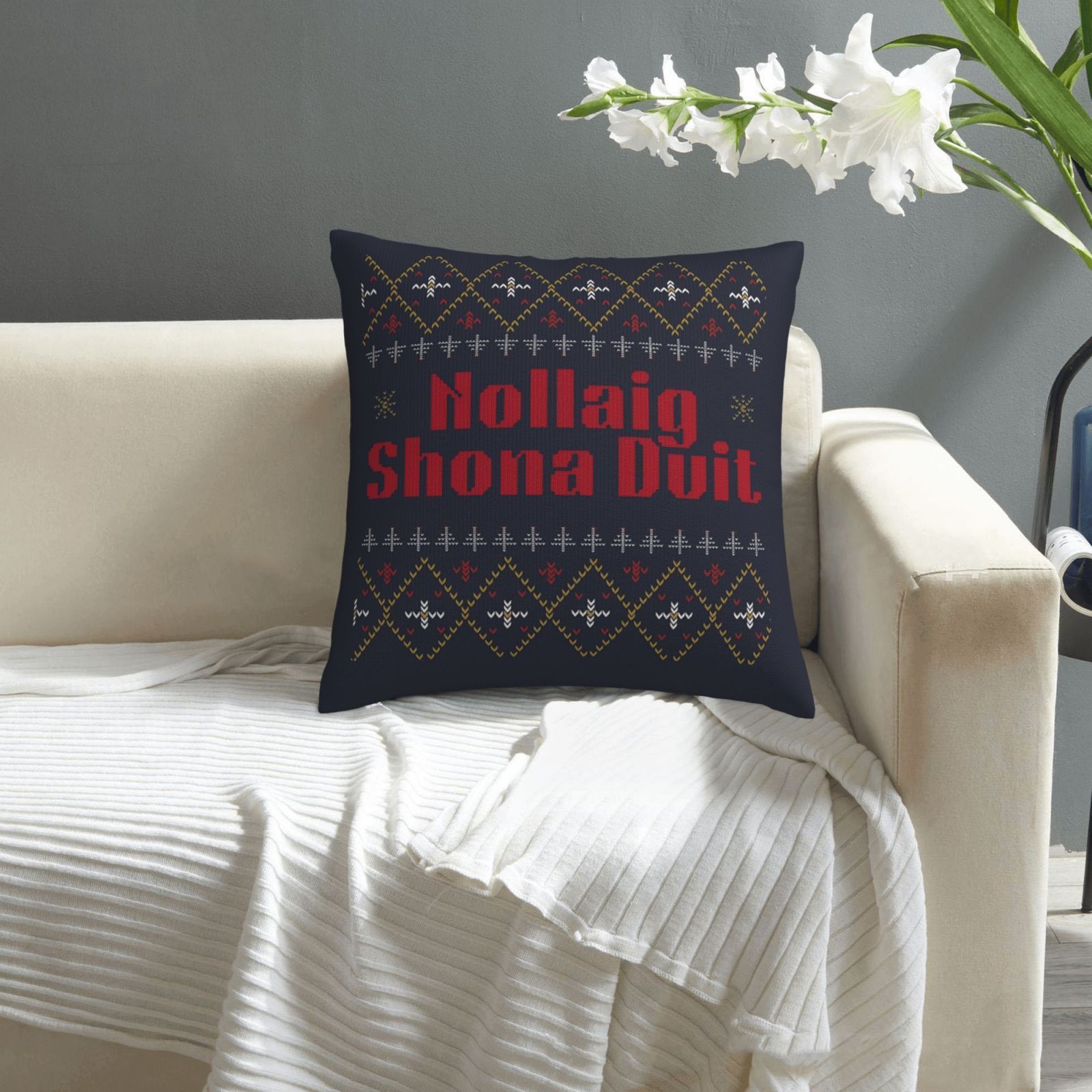 Nollaig Shona Duit Irish Christmas Pillow Cover Nollaig Shona Duit Irish Christmas Pillow Cover
