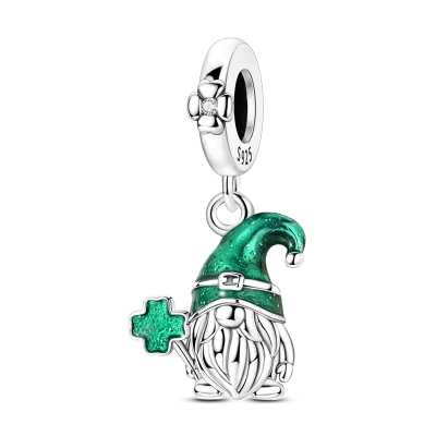 St. Patrick’s Day Shamrock Leprechaun Charm Bead Pendant