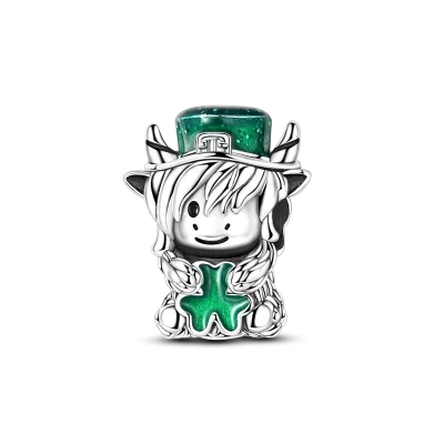 St. Patrick's Day Shamrock Leprechaun Charms Bead Pendant