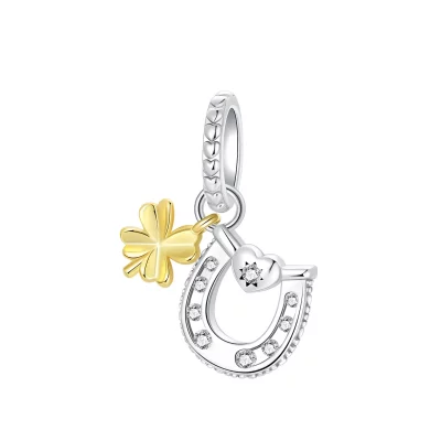 Irish Gifts - GAA, Ireland Football Jerseys, Ireland Rugby Jerseys Silver Charms Four Leaf Clover Horseshoe Bead Earring