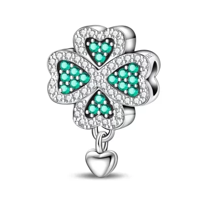 Lucky 925 Sterling Silver Four Leaf Clover Charm Bead