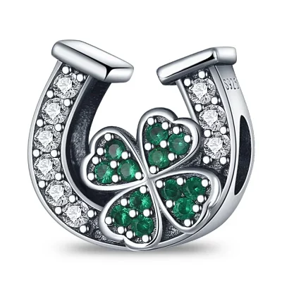 Lucky Silver Clover Horseshoe Bead