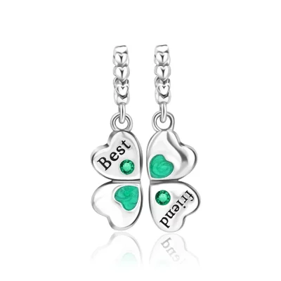 Irish Gifts - GAA, Ireland Football Jerseys, Ireland Rugby Jerseys 925 Silver Lucky Four Leaf Clover Horseshoe Charm Bead