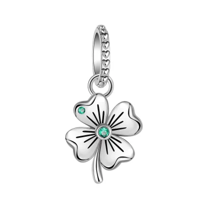 Sterling Silver Four Leaf Clover Charm Pendant Bead