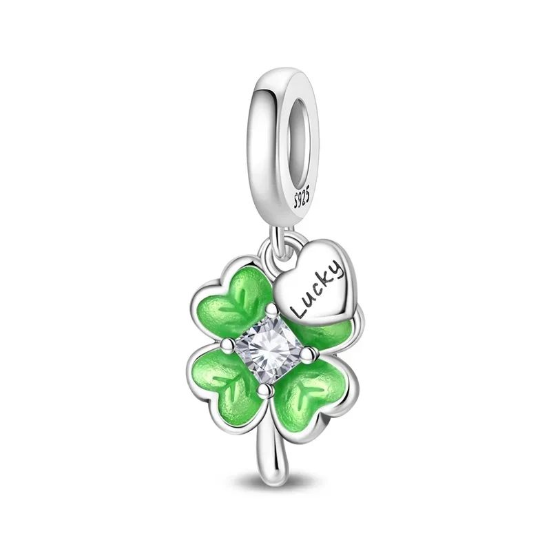 Original Sterling Silver Four Leaf Clover Charm Pendant Bead Original Sterling Silver Four Leaf Clover Charm Pendant Bead