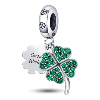 925 Sterling Silver Small Fresh Four Leaf Clover Series Charms Bead