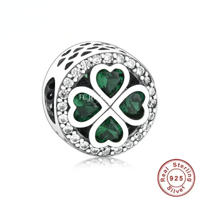 925 Silver Irish Shamrock Clover Faith Bead For Making Women