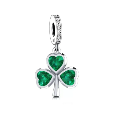 FC Jewelry Fit Original 925 Silver Irish Shamrock Clover Faith Bead