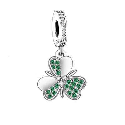 Silver Irish Shamrock Clover Lucky Bead