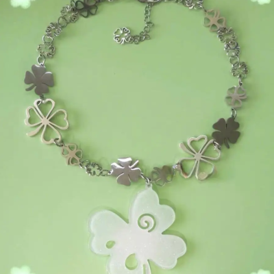 Irish Gifts - GAA, Ireland Football Jerseys, Ireland Rugby Jerseys 2025 Trendy Four-Leaf Clover Necklace