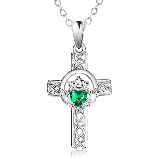 925 Sterling Silver Celtic Knot Claddagh Cross Necklace 925 Sterling Silver Celtic Knot Claddagh Cross Necklace